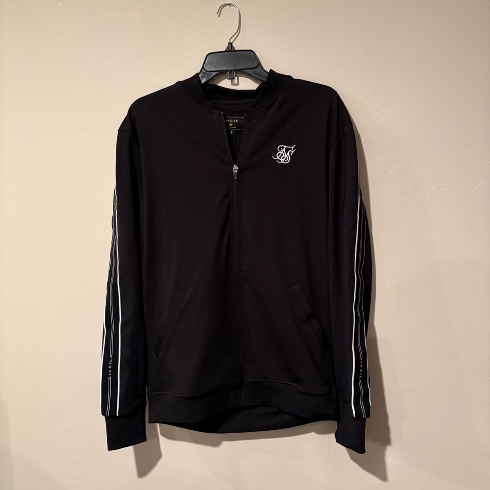 NWT SikSilk Men’s Status Tape Track Bomber | Size: Large - Picture 2 of 6